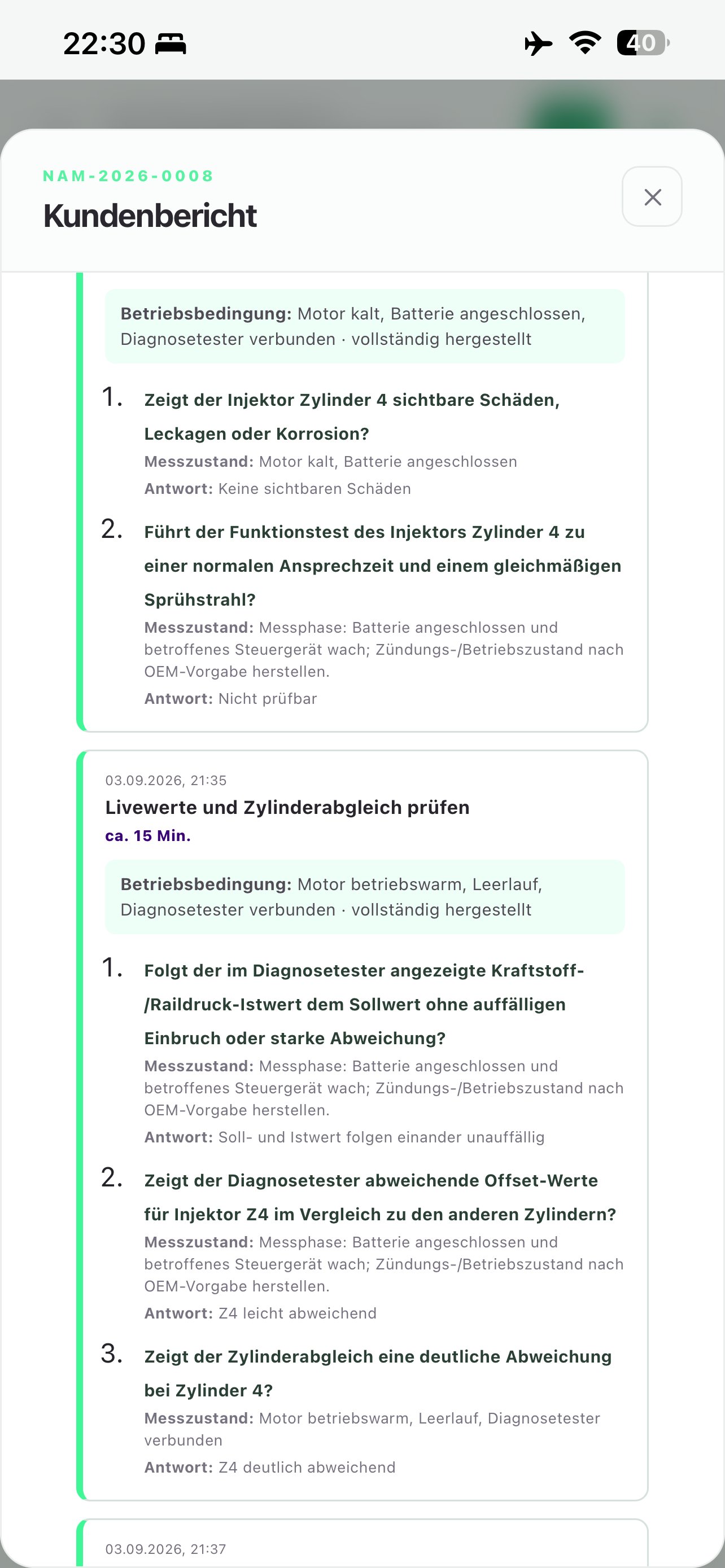 NamorAI-Kundenbericht mit Prüfschritten und dokumentierten Antworten